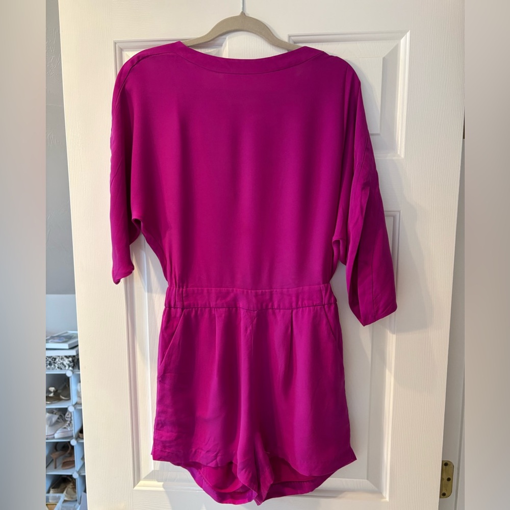 Diane Von Furstenberg Fuchsia Short Sleeve Tunic Romper
